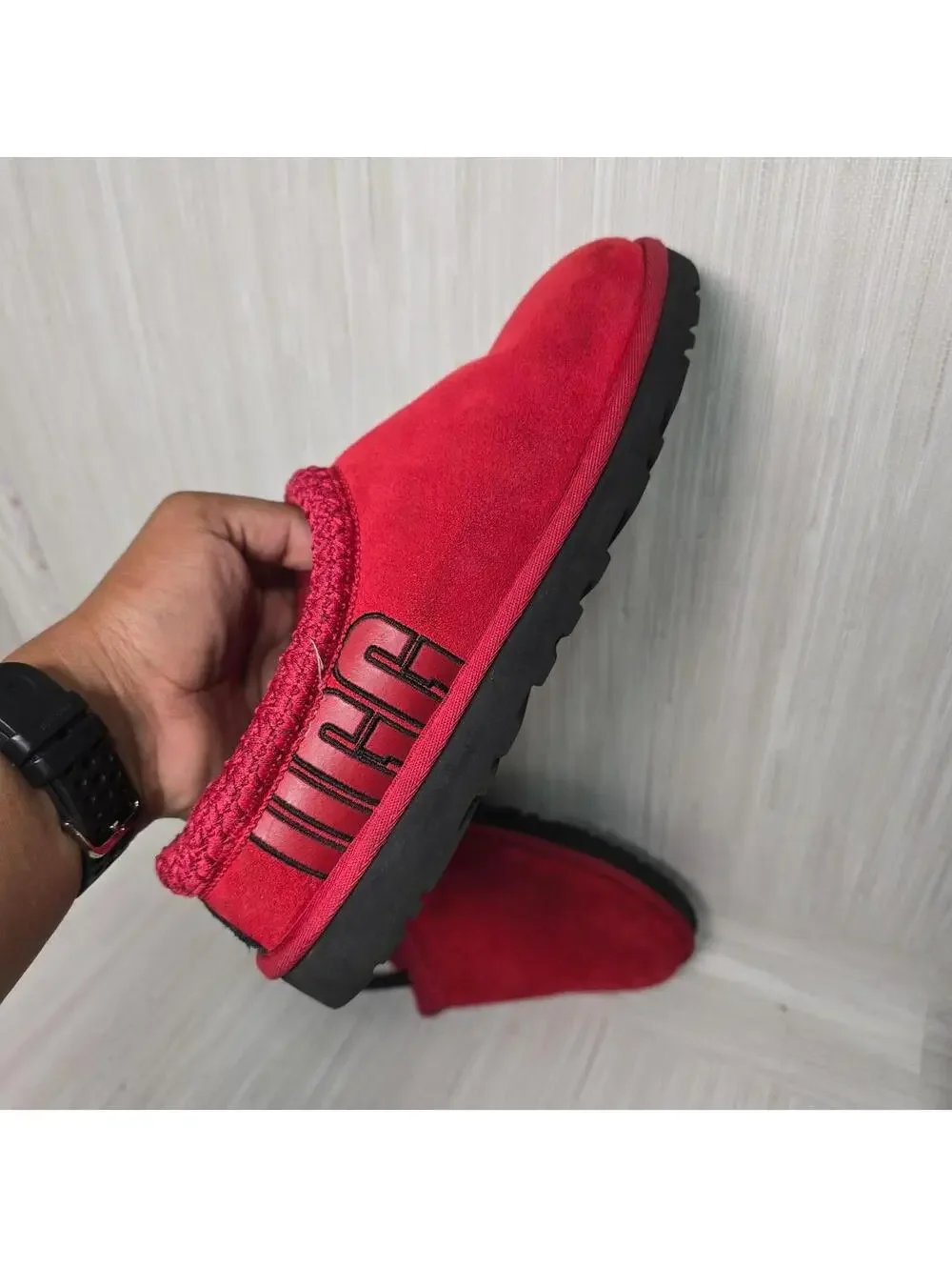 UGG Men’s Red Suede Slippers – Size 8